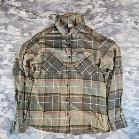 Columbia Pitchstone Plaid Flannel Long Sleeve Button Up Shirt Men's size Medium - Picture 2 of 8